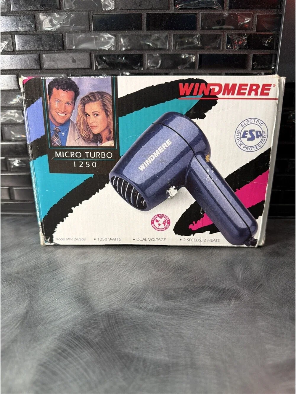 Vintage Windmere Micro Turbo 1250 Travel Hair Dryer MP-12A/303 Dual Voltage NWB